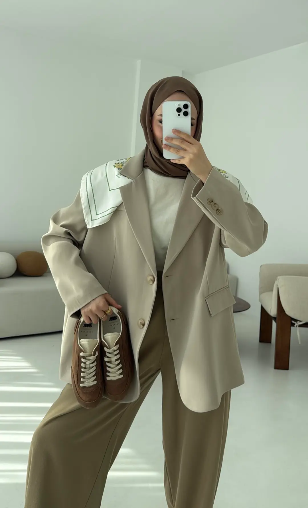 Çift Dügmeli Oversize Blazer Ceket Taş