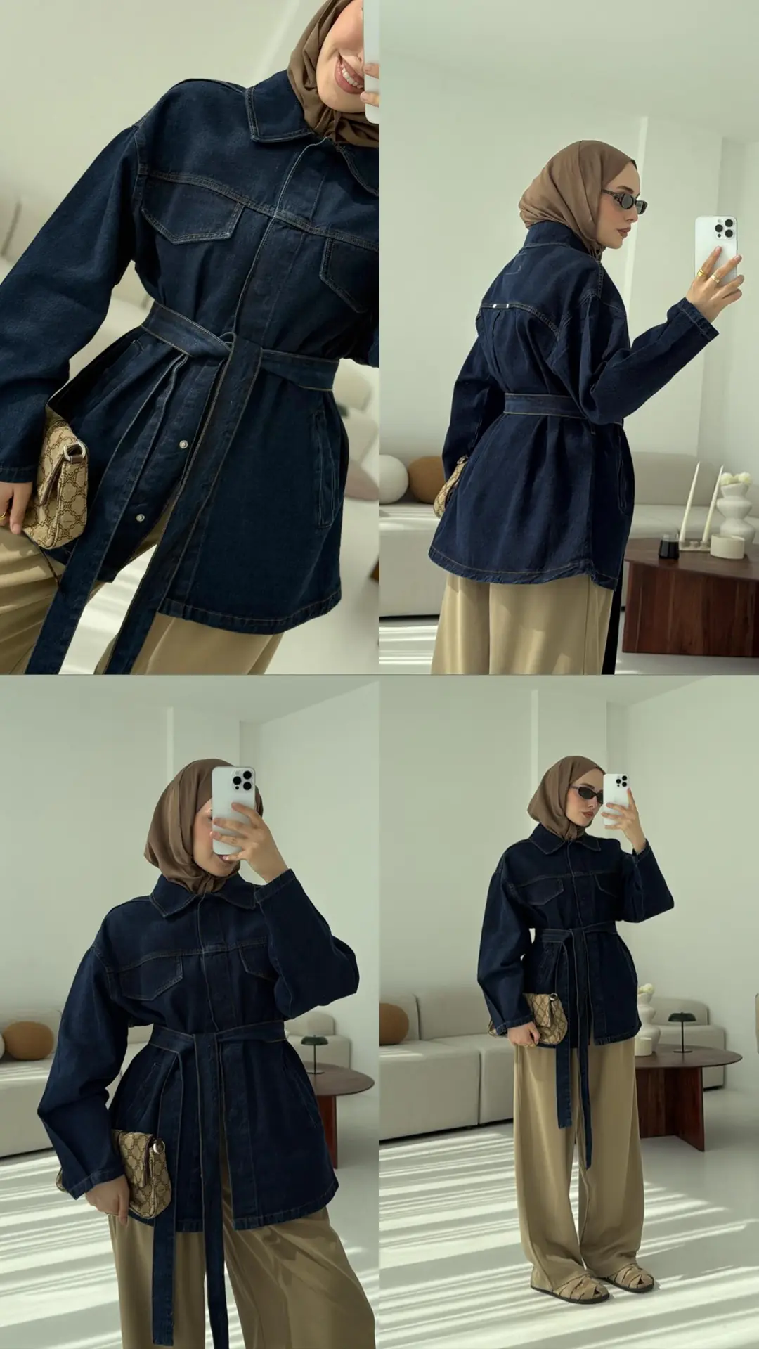 Bağlamalı Denim Ceket Lacivert