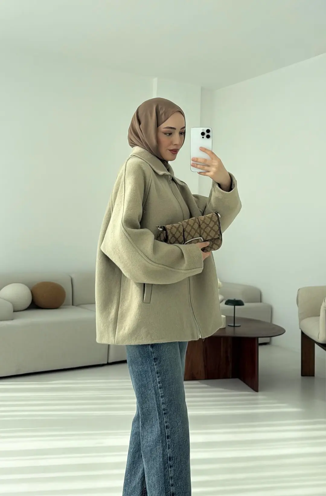 Fermuarlı Premıum Kece Ceket Küf Yeşili