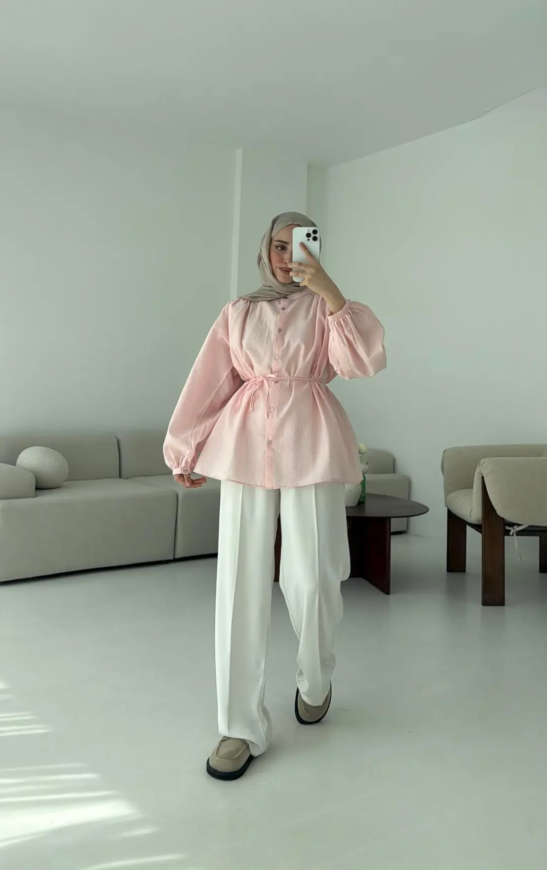 Risa Balon Kol Gömlek Pembe