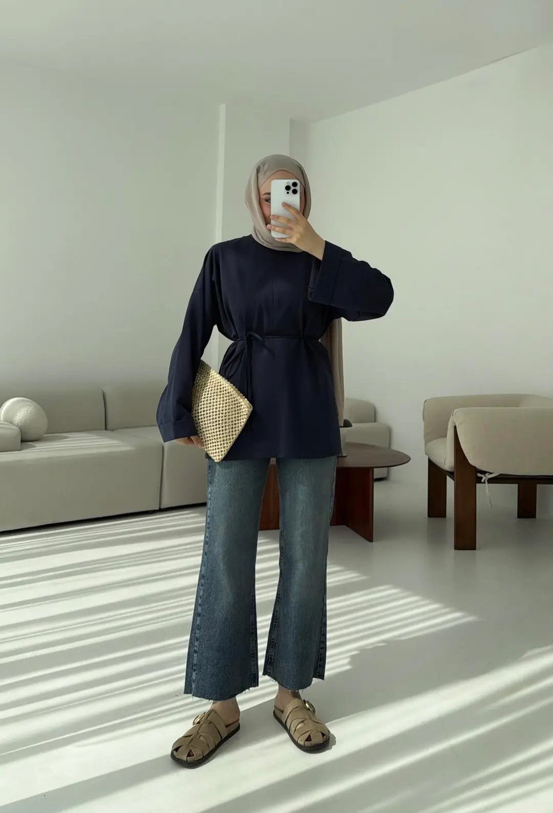 Bağlamalı Yanı Yırtmaç Detay Sweat Lacivert