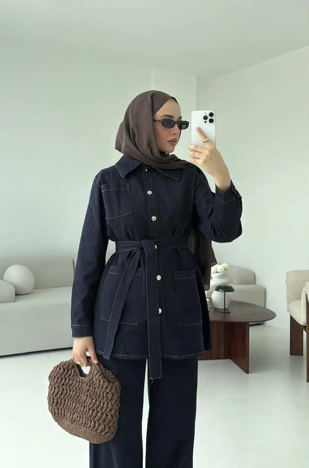 Likralı Denim Takım
