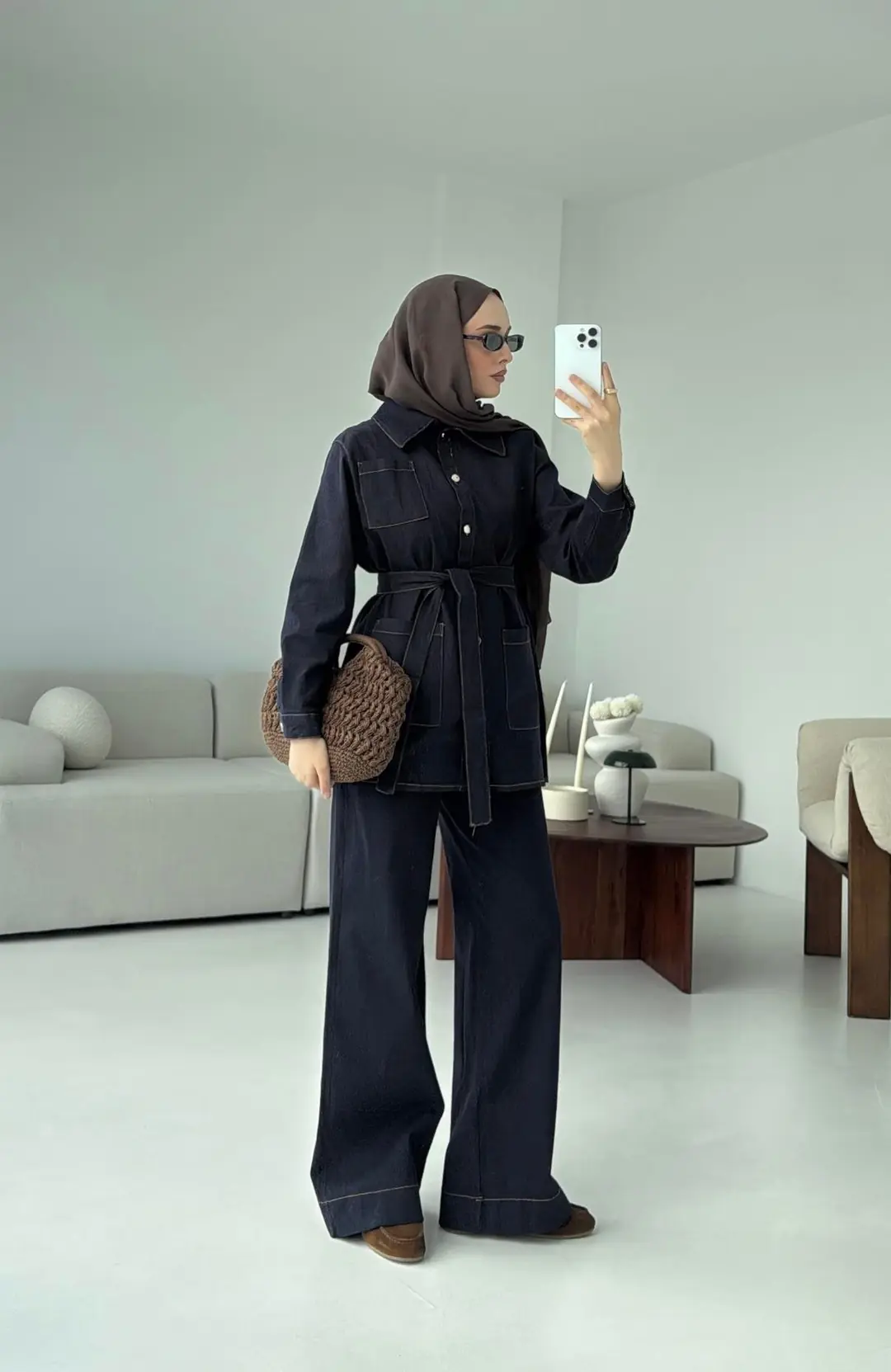 Likralı Denim Takım