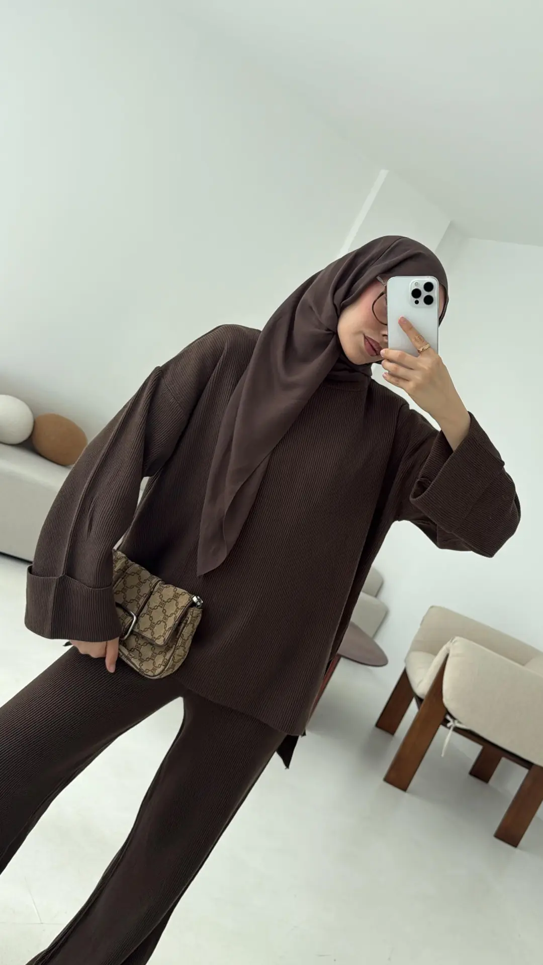 Selanik Triko Pantolon Takım Kahve