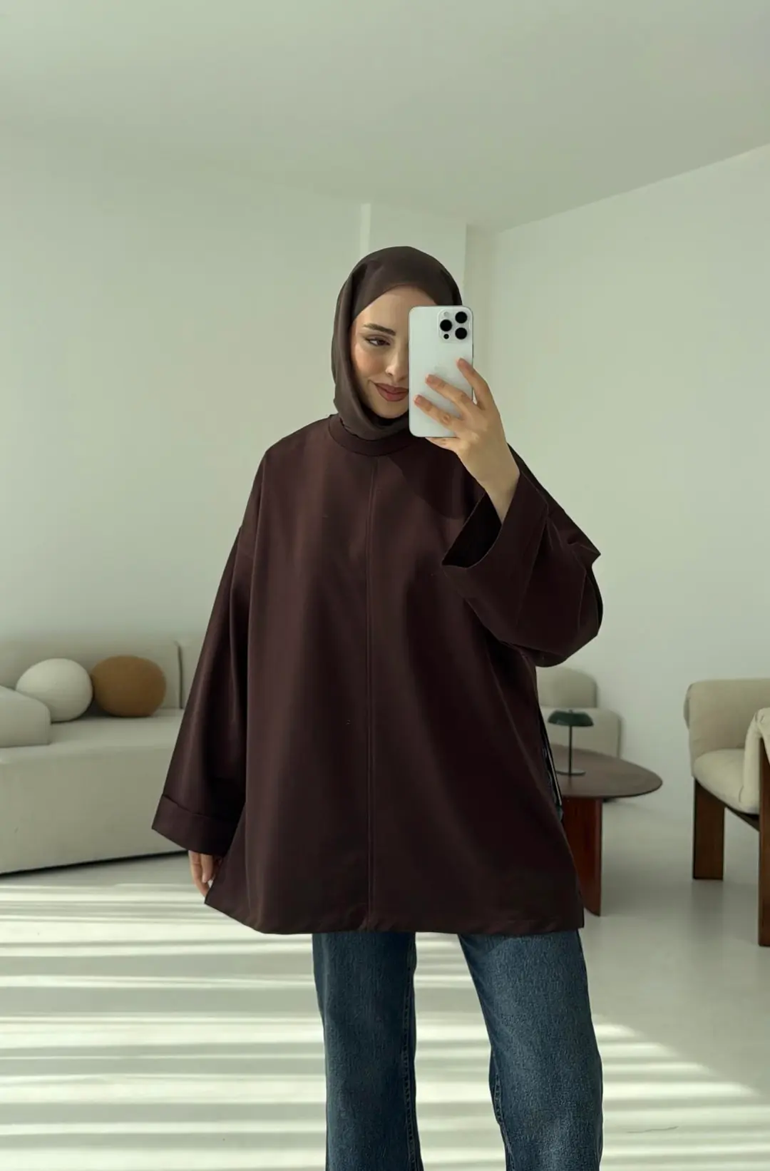 Bağlamalı Yanı Yırtmaç Detay Sweat Kahve