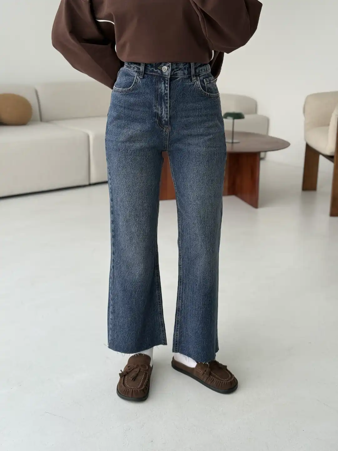 Premium Paçası Kesik Hafif İspanyol Jean R449