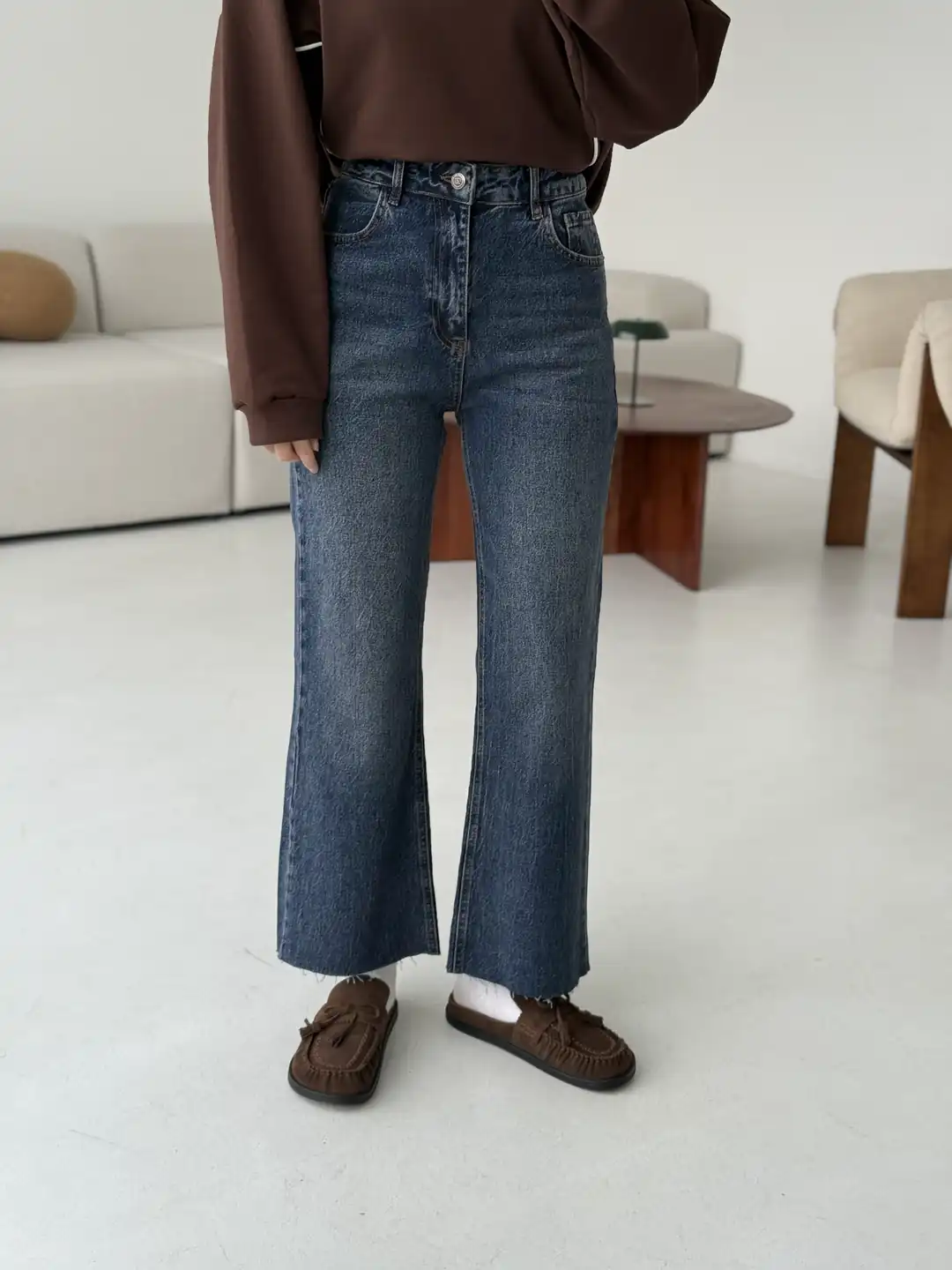 Premium Paçası Kesik Hafif İspanyol Jean R449