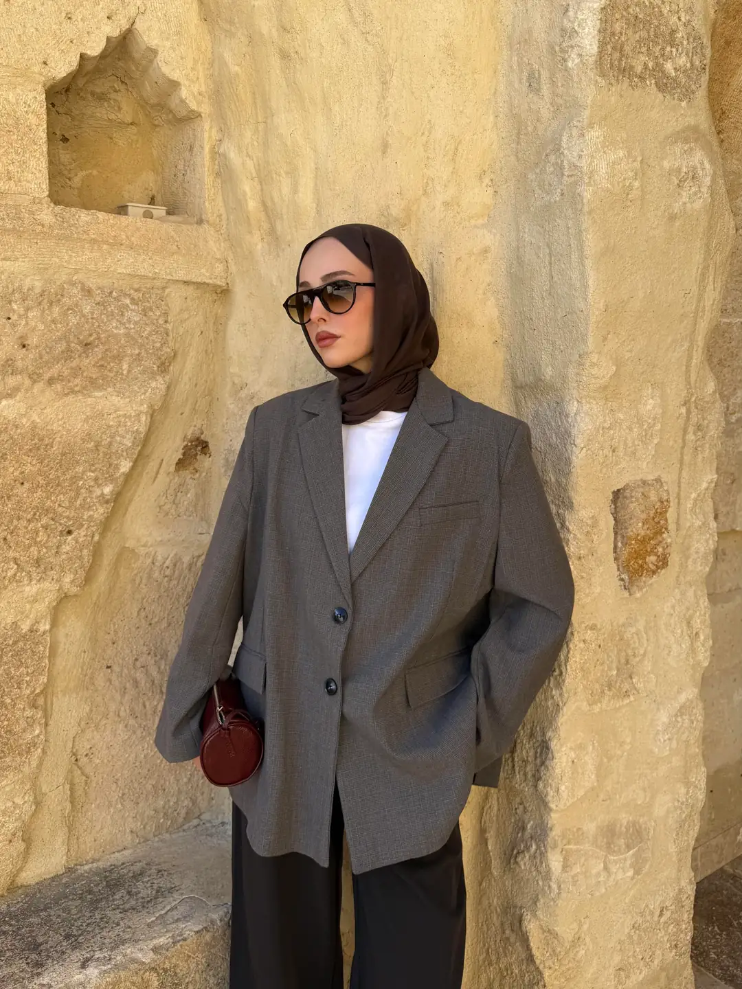 Gri Oversize Blazer Ceket