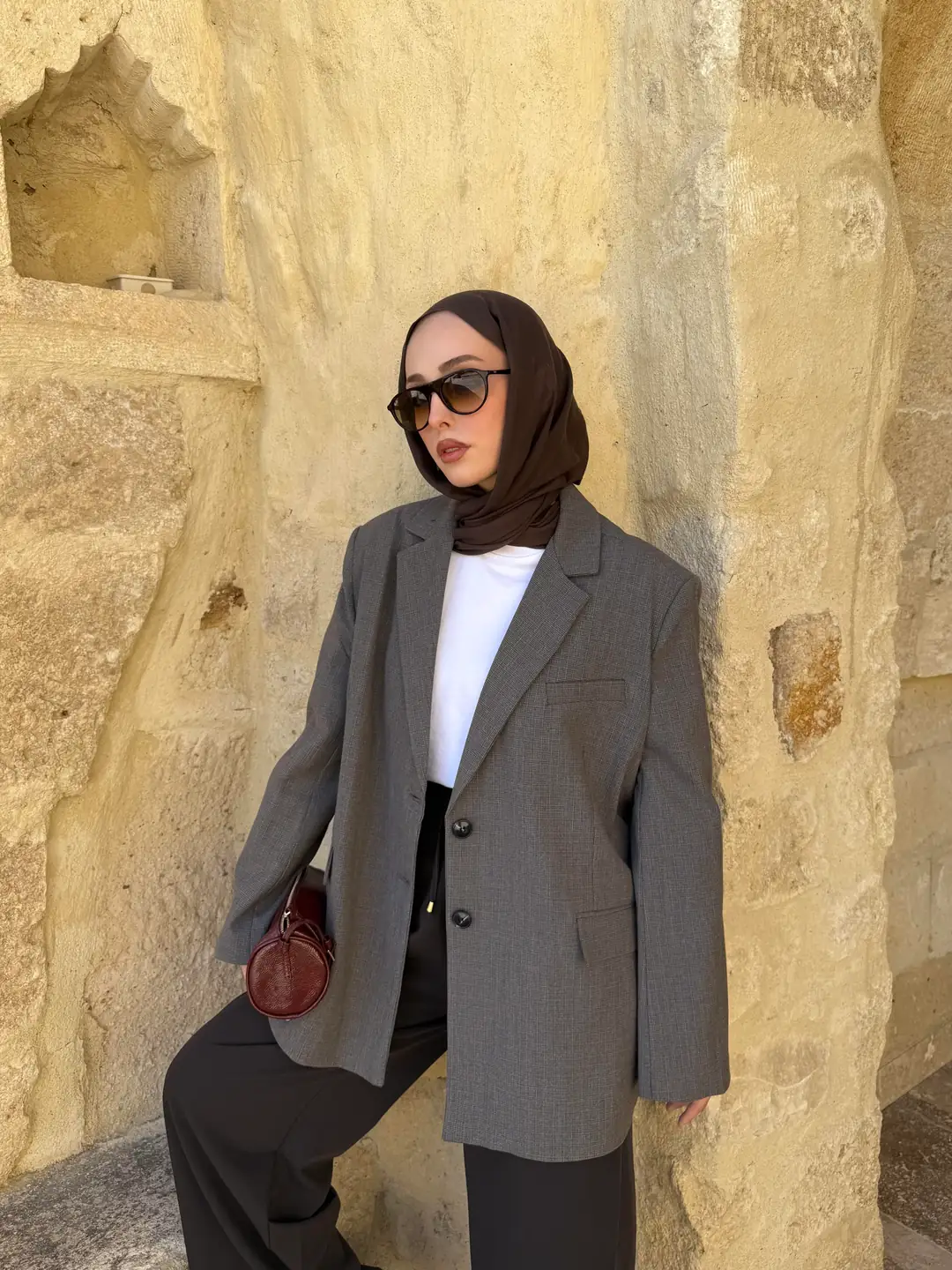 Gri Oversize Blazer Ceket