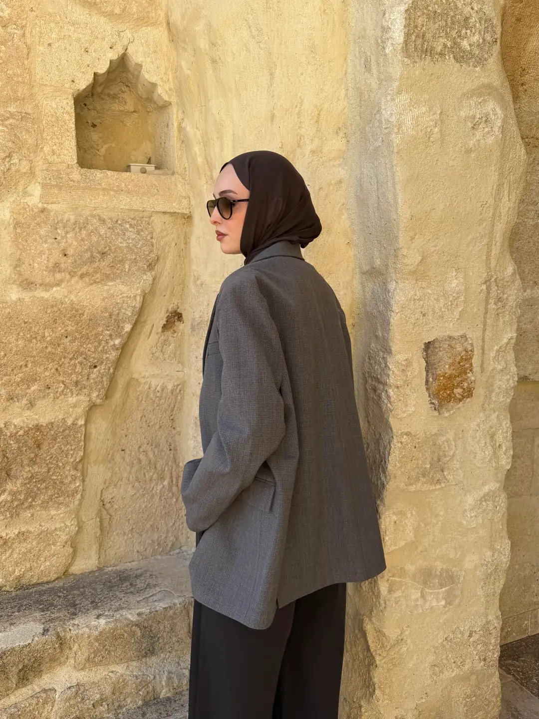 Gri Oversize Blazer Ceket