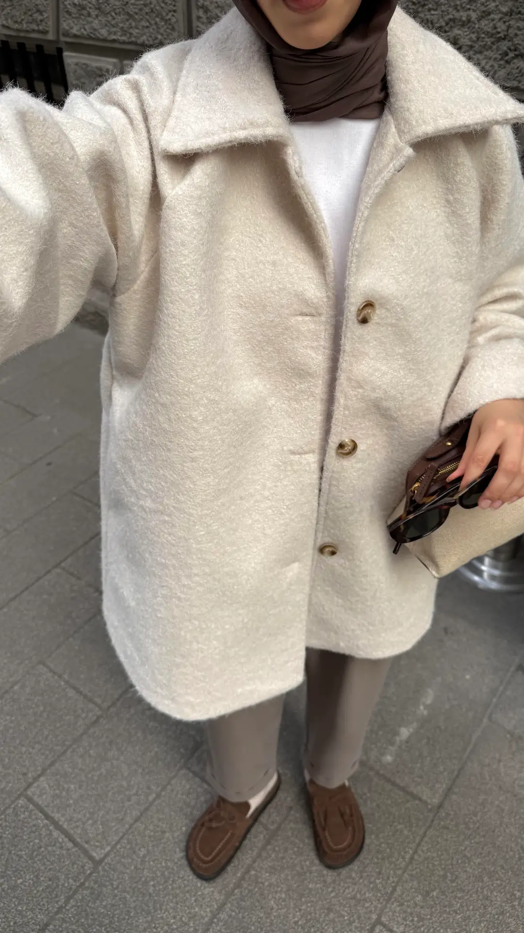 Reglan Kol Kaşe Kaban Bej