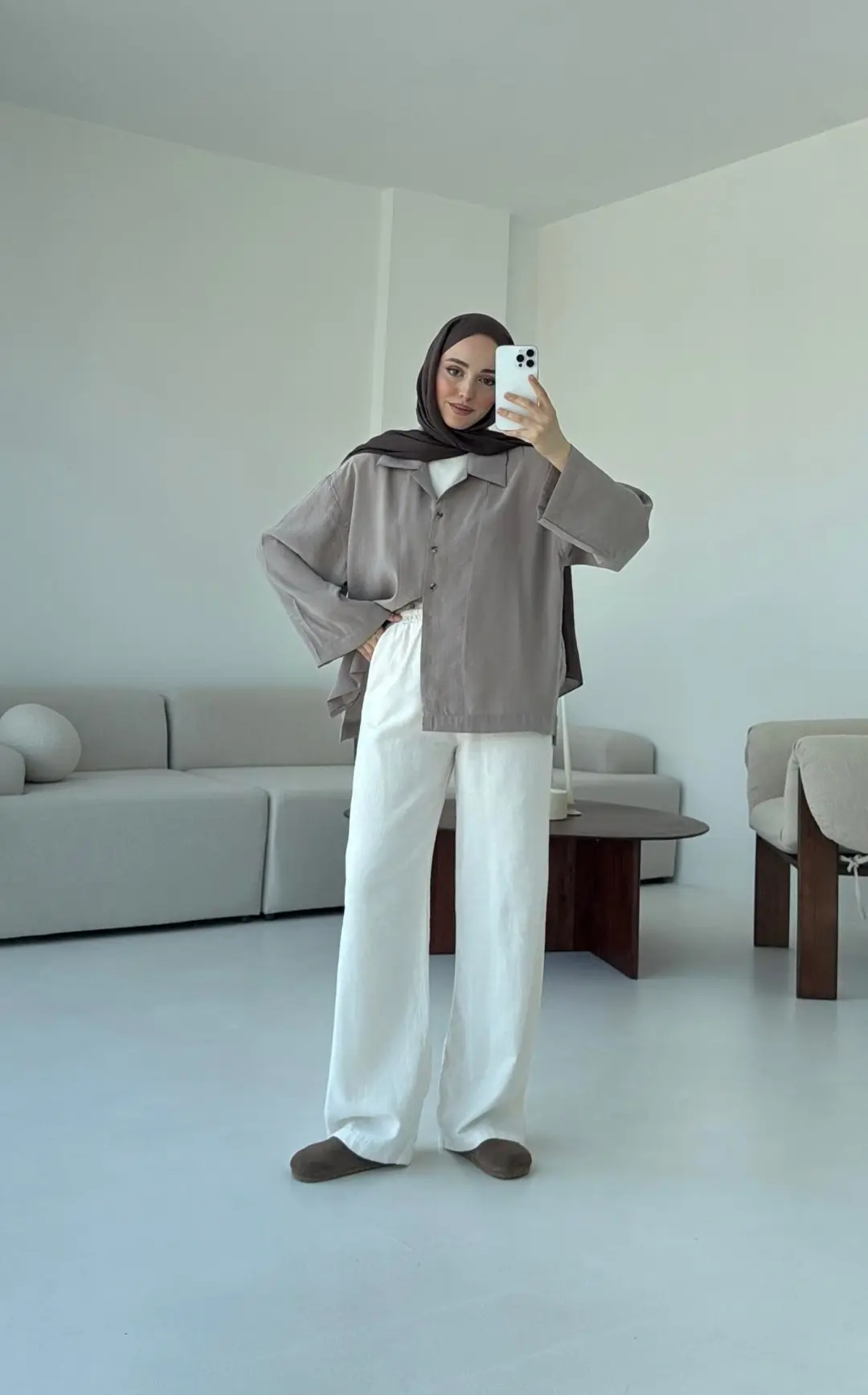 Oversize Gömlek Vizon