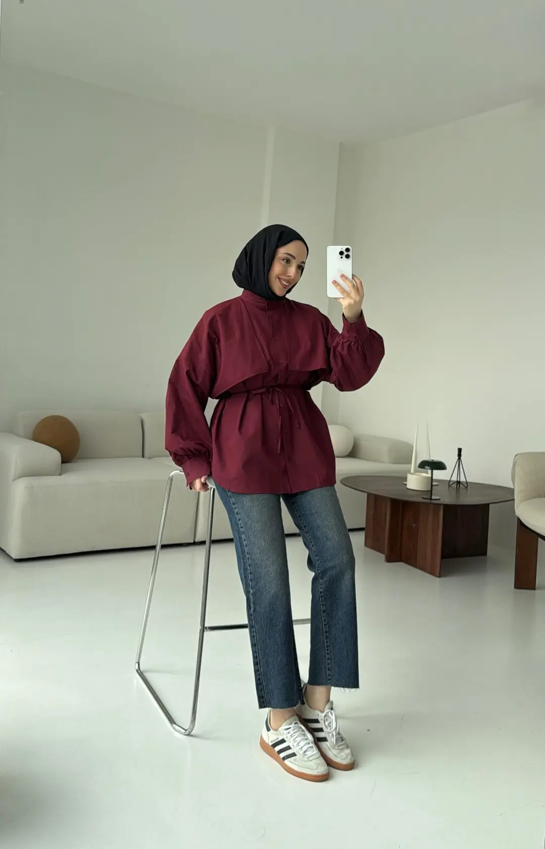 Bordo Bağlamalı Gömlek