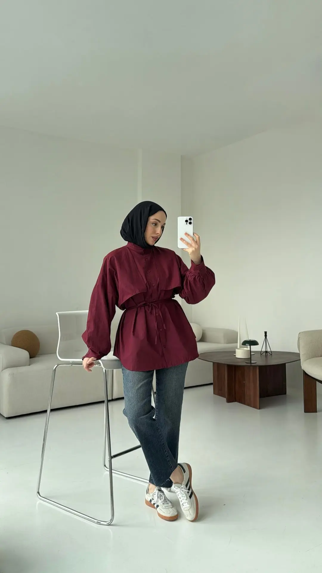 Bordo Bağlamalı Gömlek