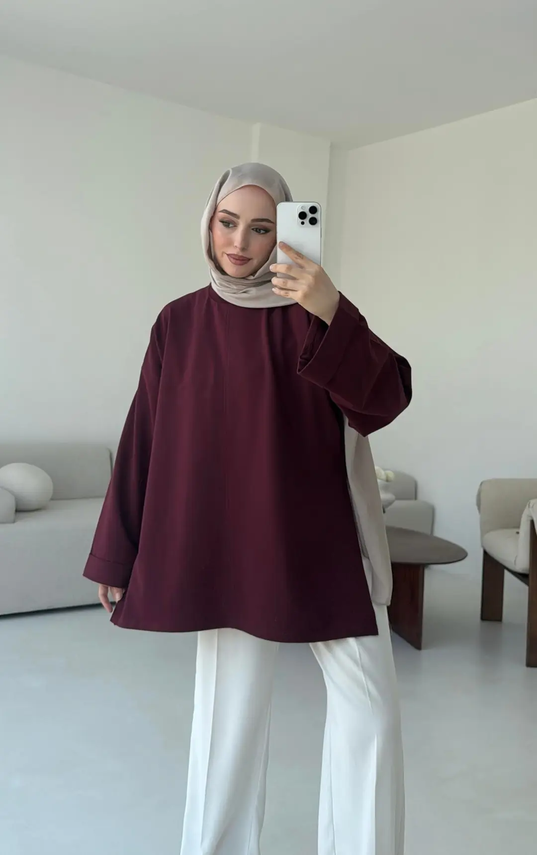 Bağlamalı Yanı Yırtmaç Detay Sweat Bordo