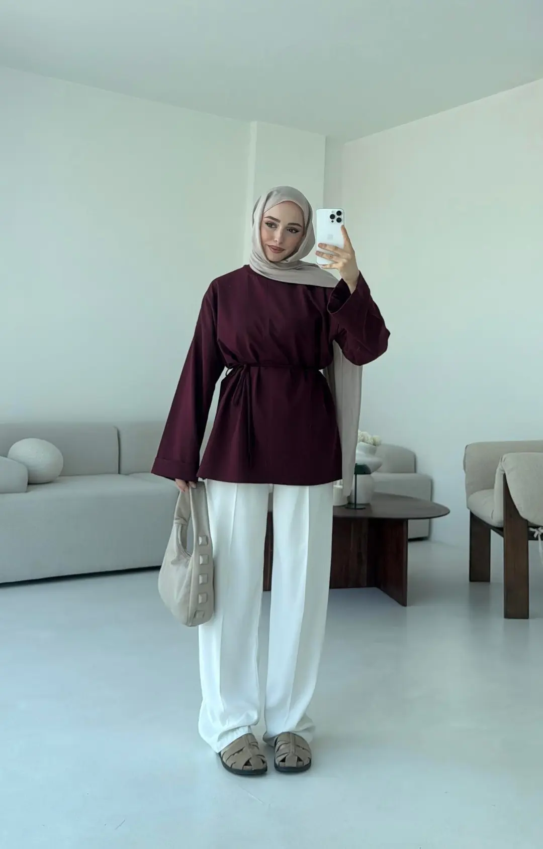 Bağlamalı Yanı Yırtmaç Detay Sweat Bordo