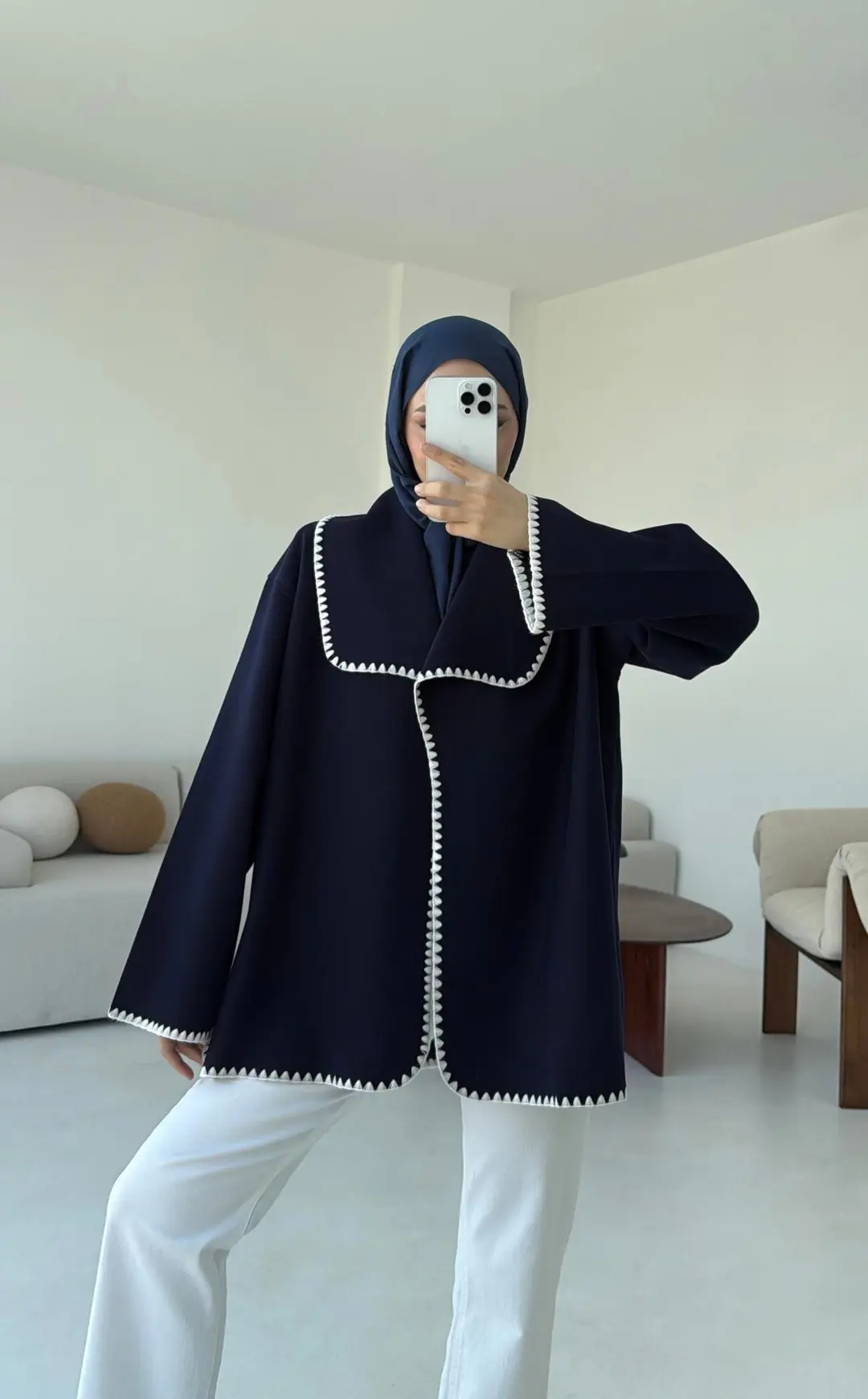 Dikişli Kaşe Ceket Lacivert