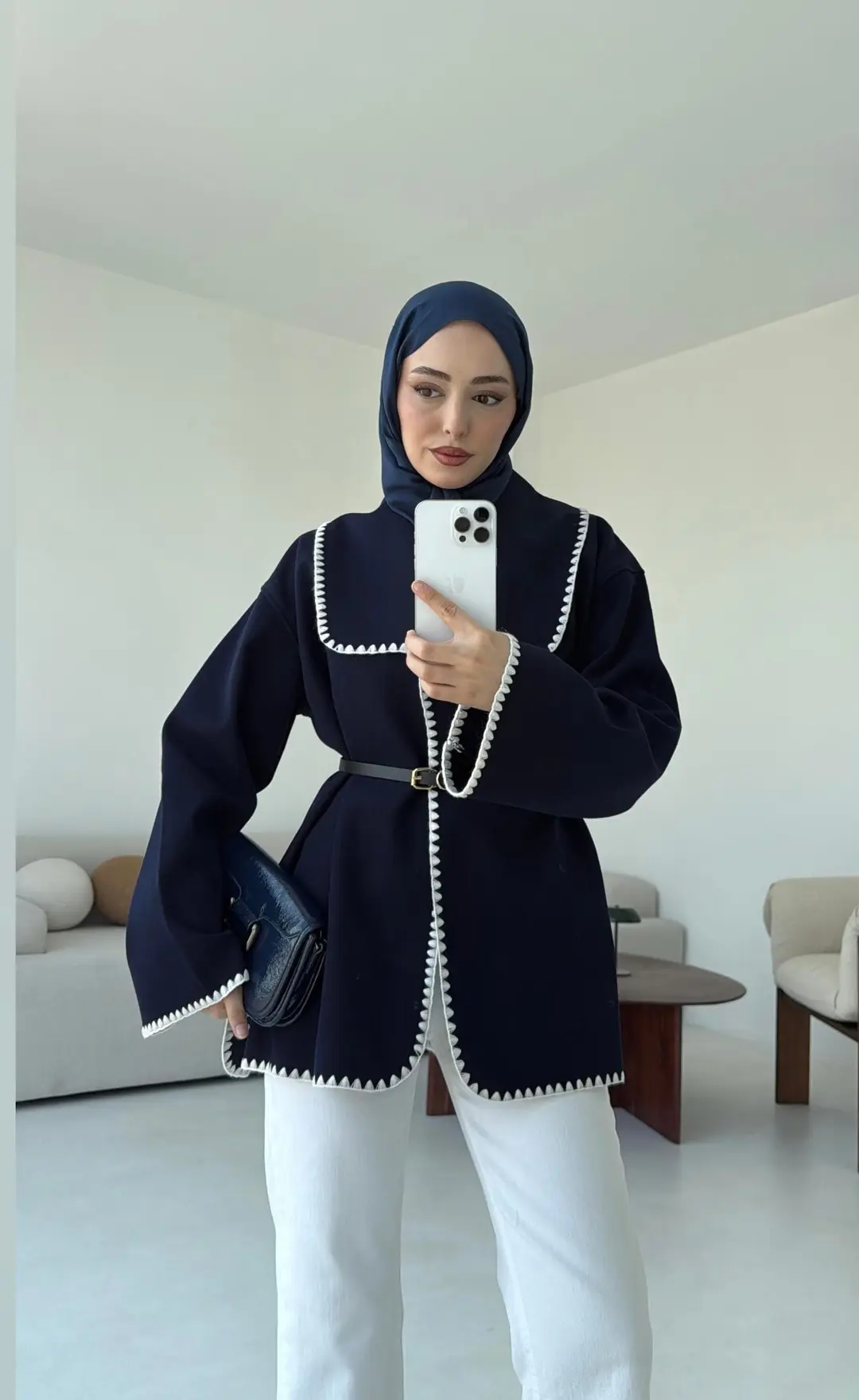 Dikişli Kaşe Ceket Lacivert