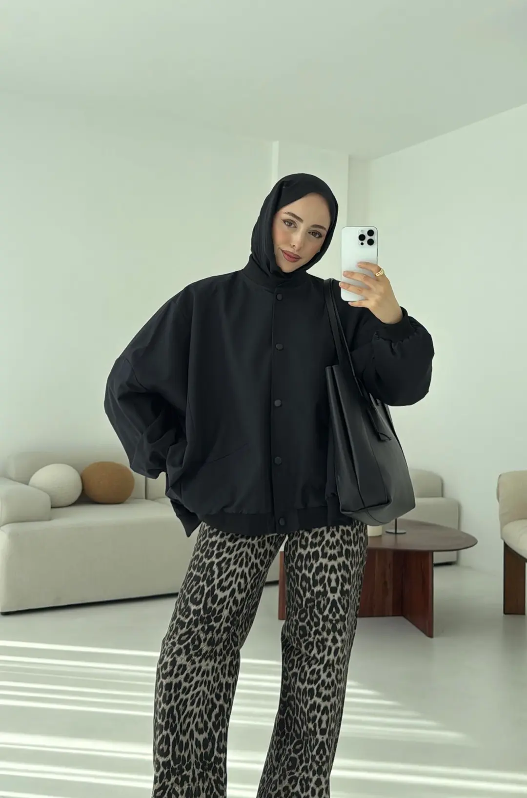 Overize Asimetrik Kesim Bomber Ceket Siyah