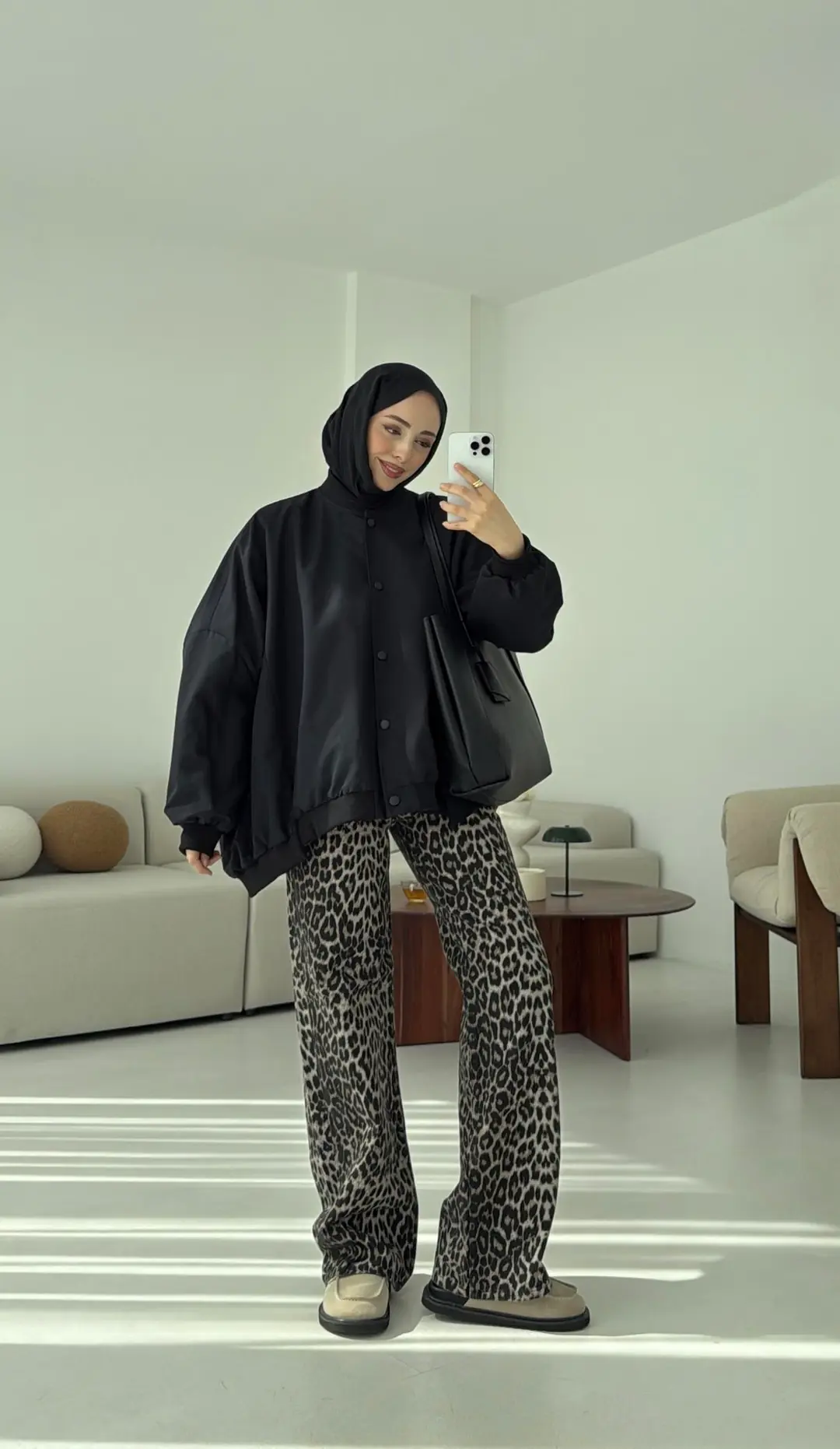 Overize Asimetrik Kesim Bomber Ceket Siyah