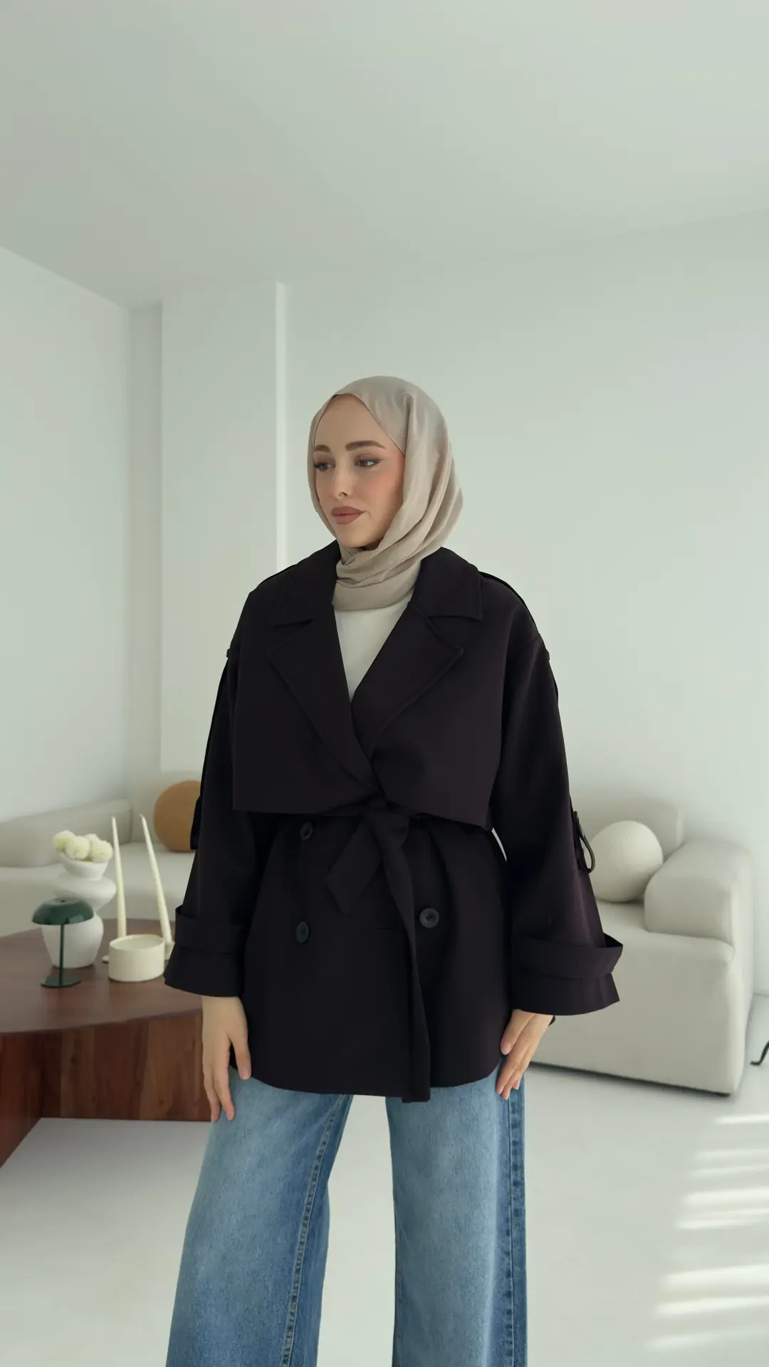 Mürdüm Bağlamalı Trençkot