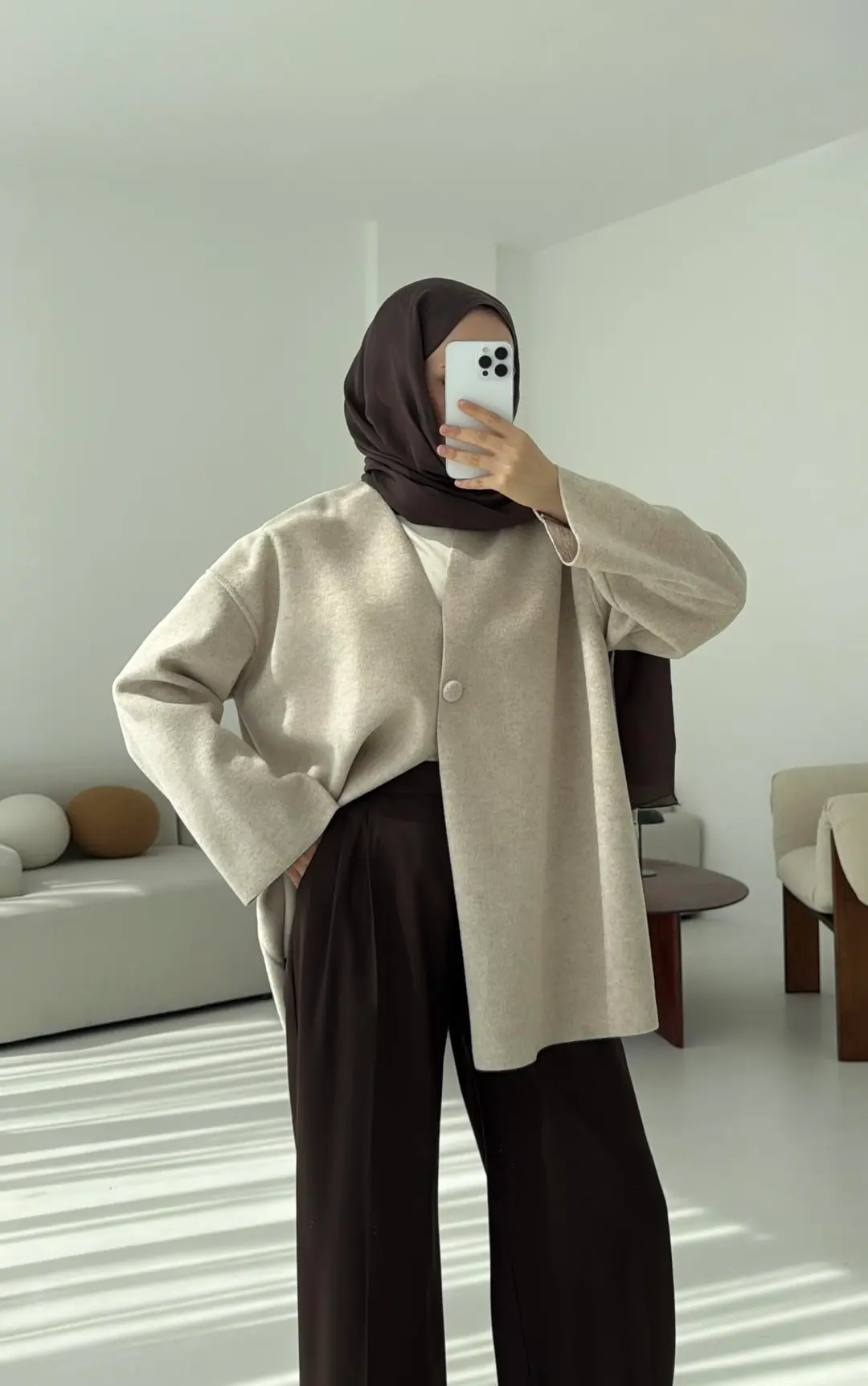 Hafif Tek Dügmeli Kaşe Ceket Bej