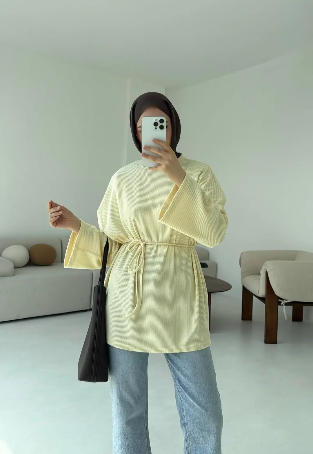 Biyeli Kaşkorse Tunik Sarı