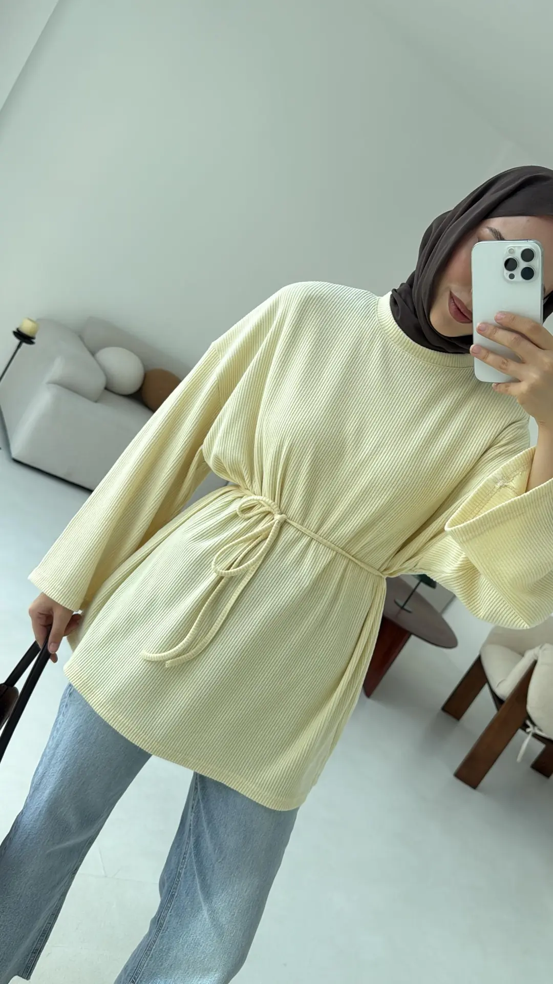 Biyeli Kaşkorse Tunik Sarı