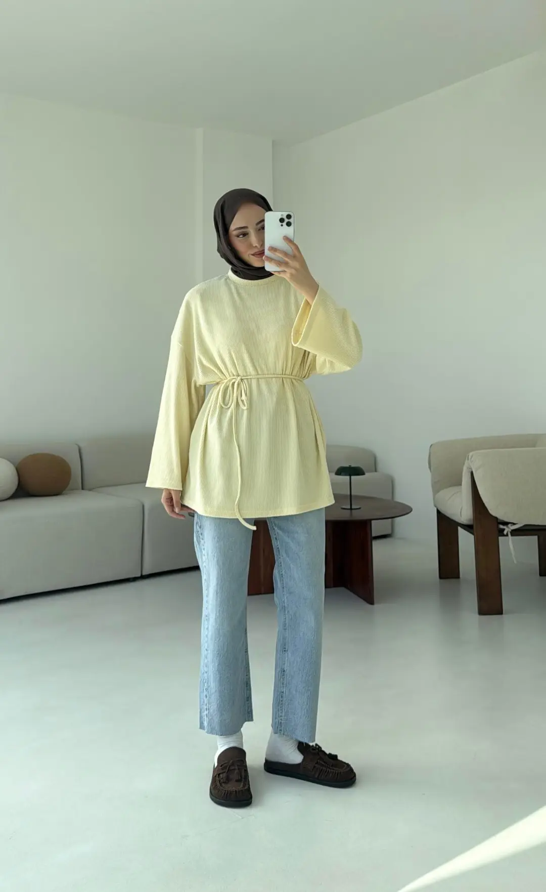 Biyeli Kaşkorse Tunik Sarı