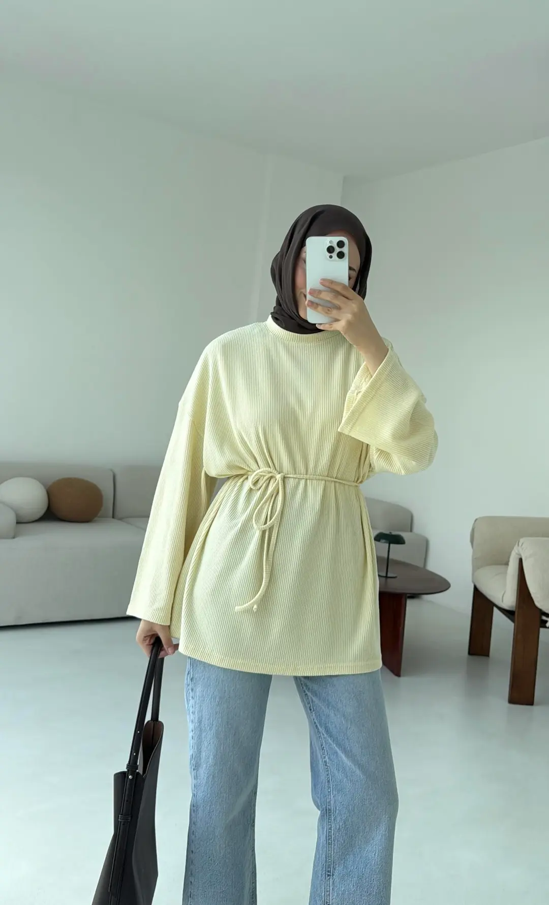 Biyeli Kaşkorse Tunik Sarı