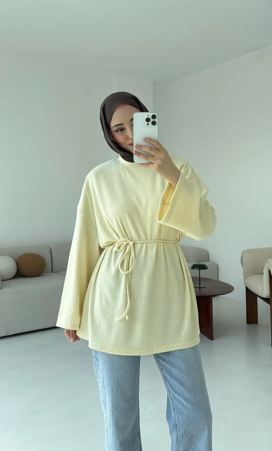 Biyeli Kaşkorse Tunik Sarı