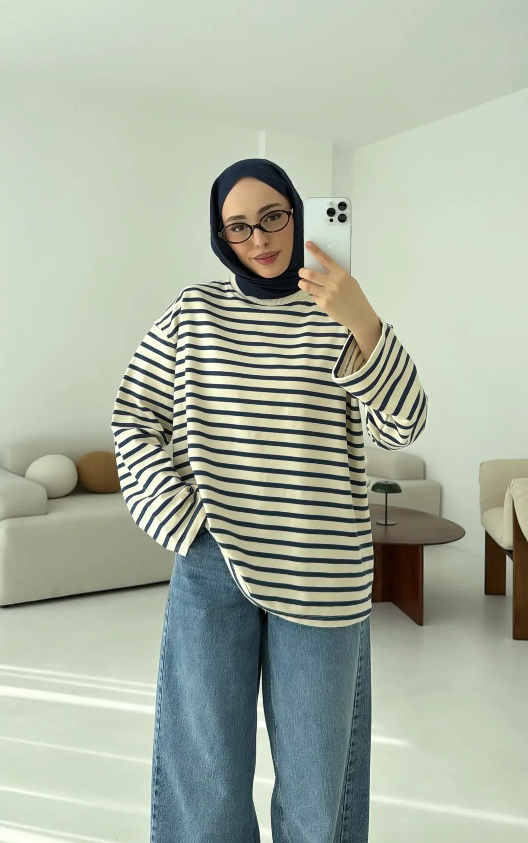 Lacivert Çizgili Sweat