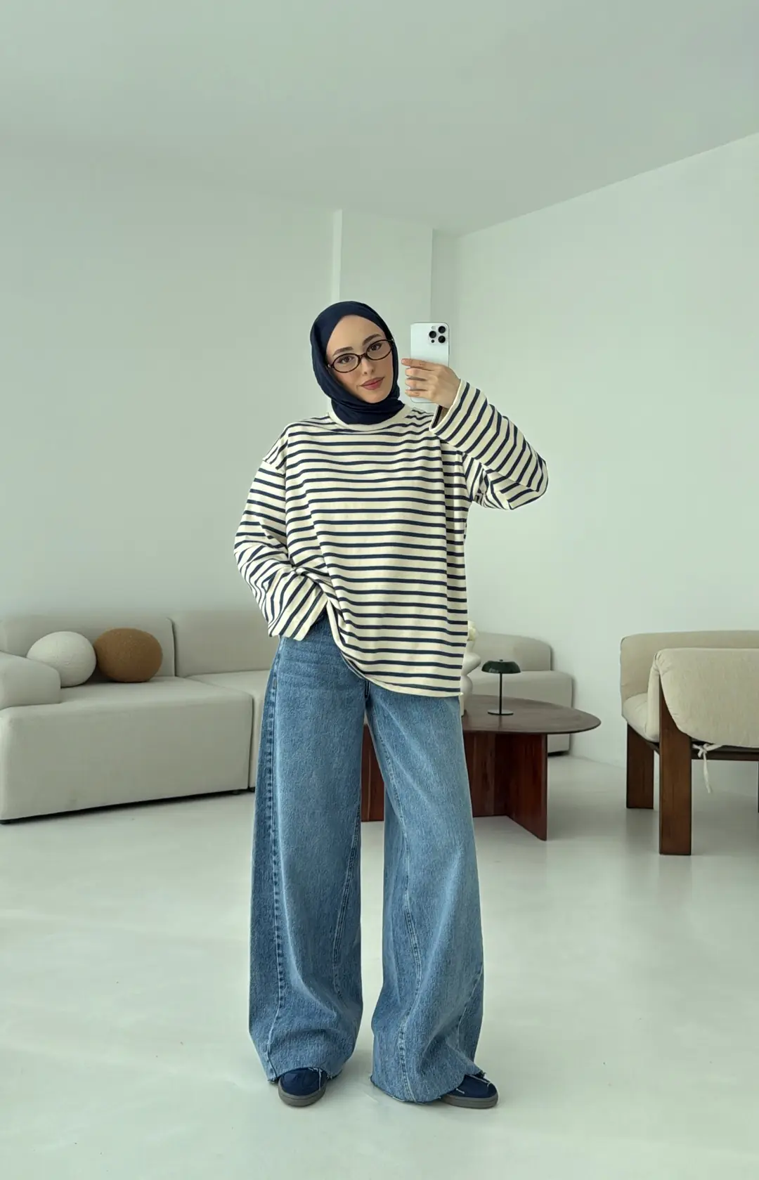 Lacivert Çizgili Sweat