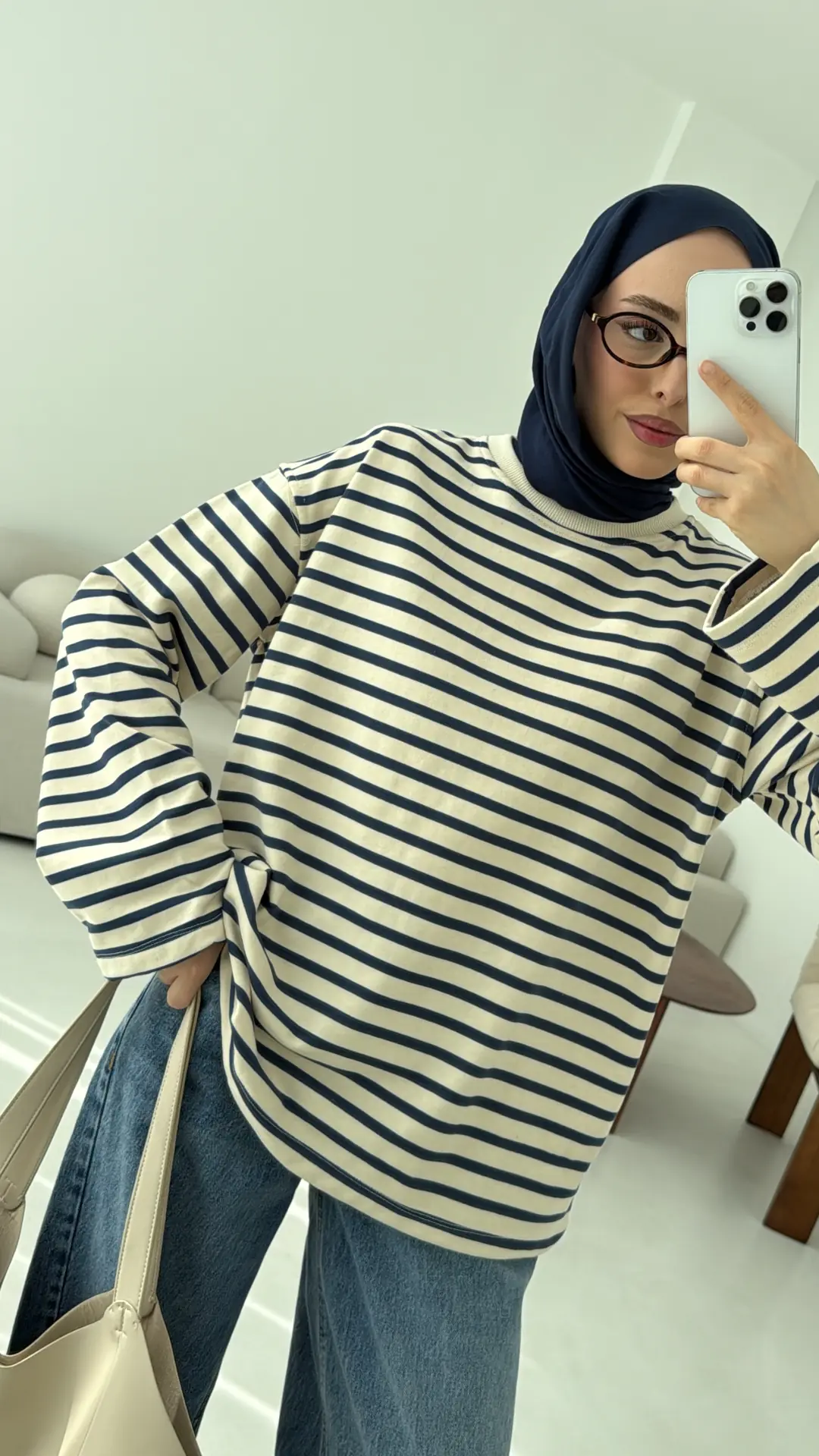 Lacivert Çizgili Sweat
