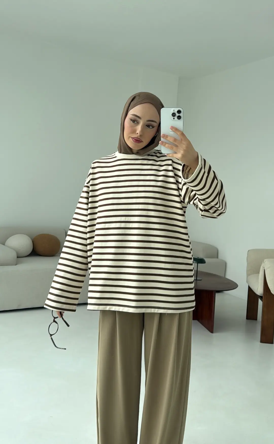 Kahve Çizgili Sweat