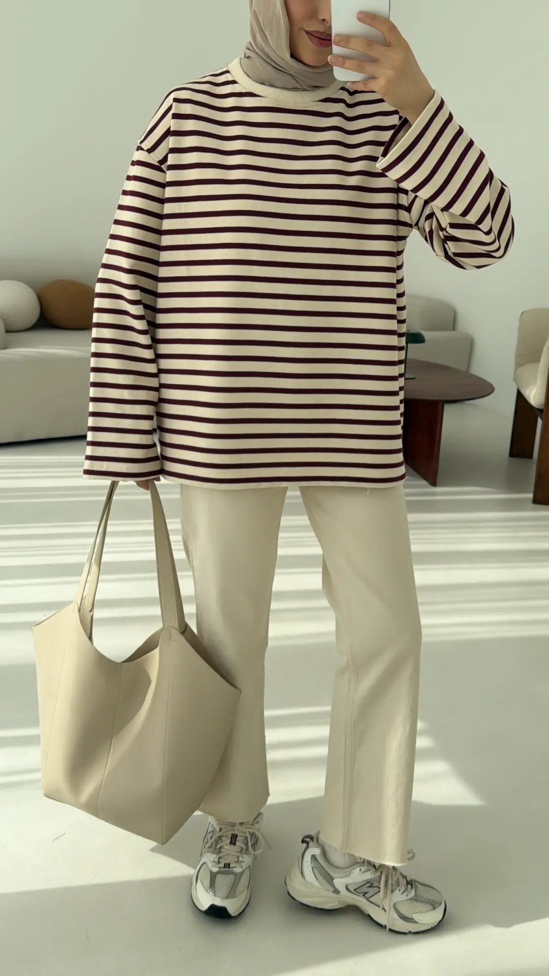 Bordo Çizgili Sweat