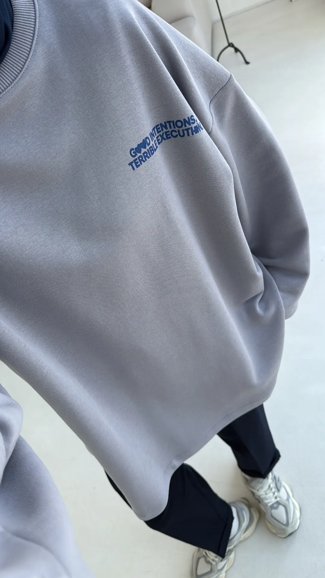 Nakışlı Oversize Sweatshirt Gri