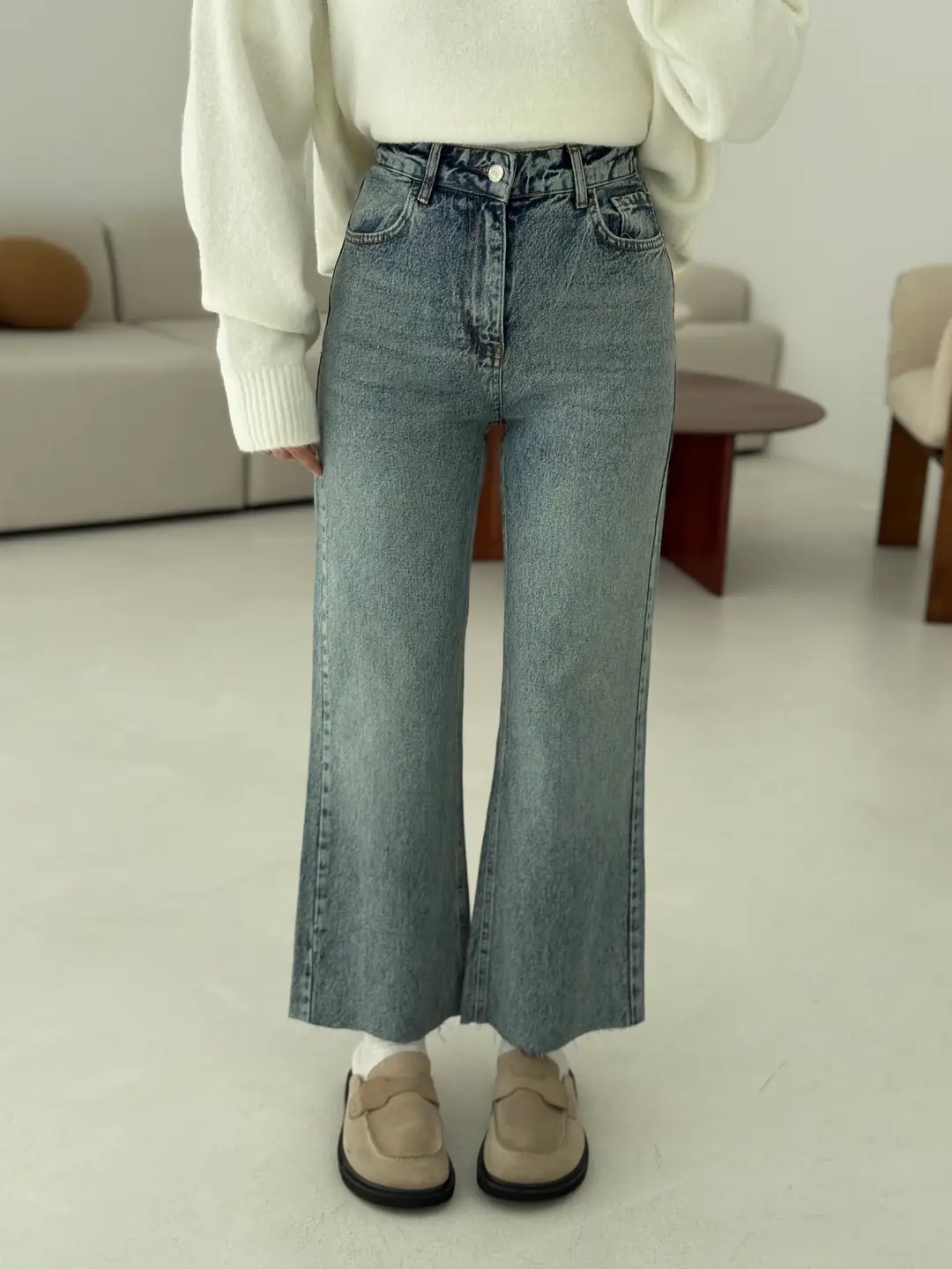 Premium Paçası Kesik Hafif İspanyol Jean R276