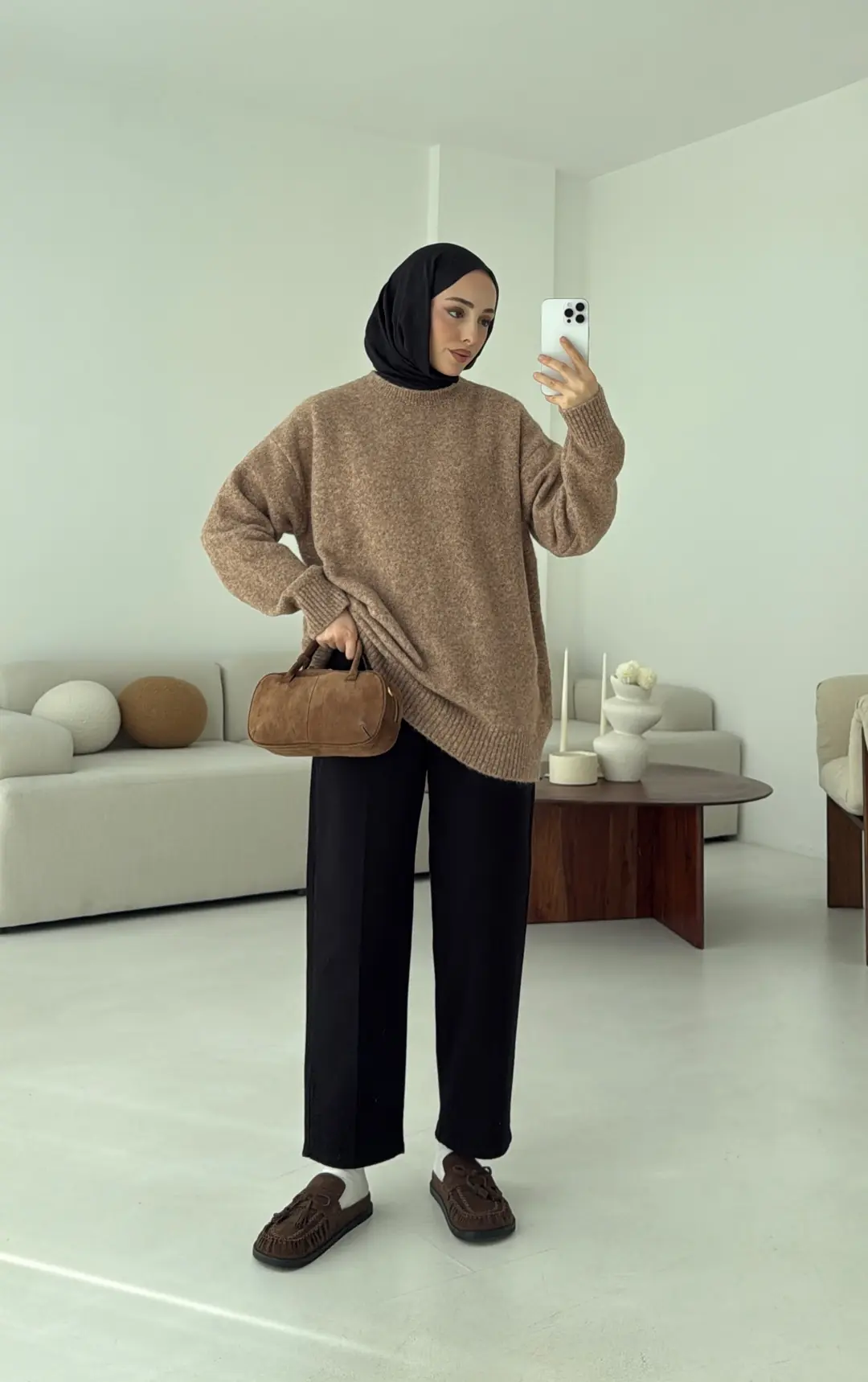 Düz Triko Kazak Camel