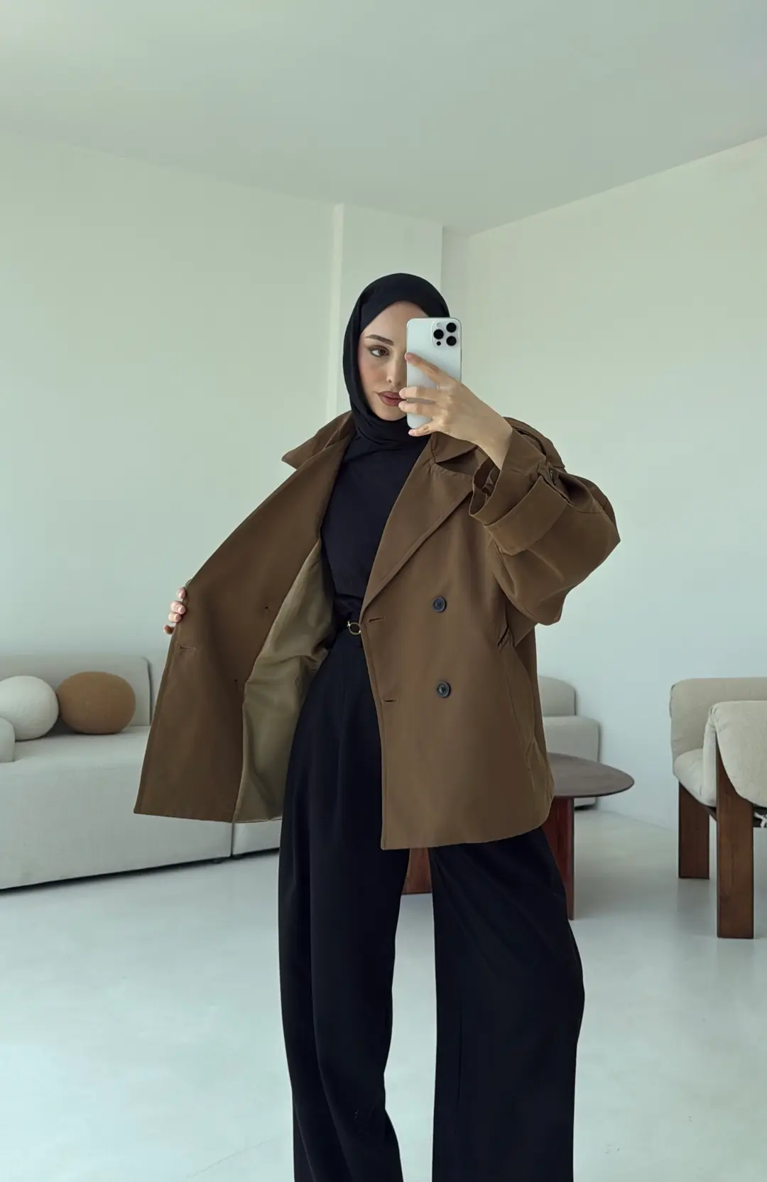 Geniş Kol Oversize Trençkot Olive
