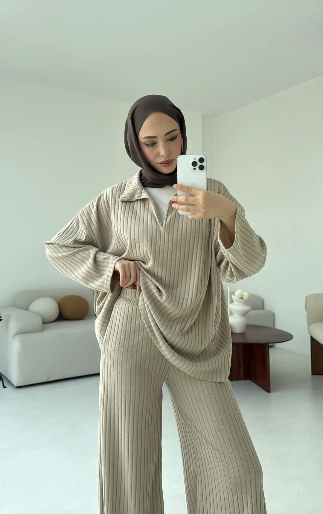 Kaskorse Bluz Pantolon Takım Bej