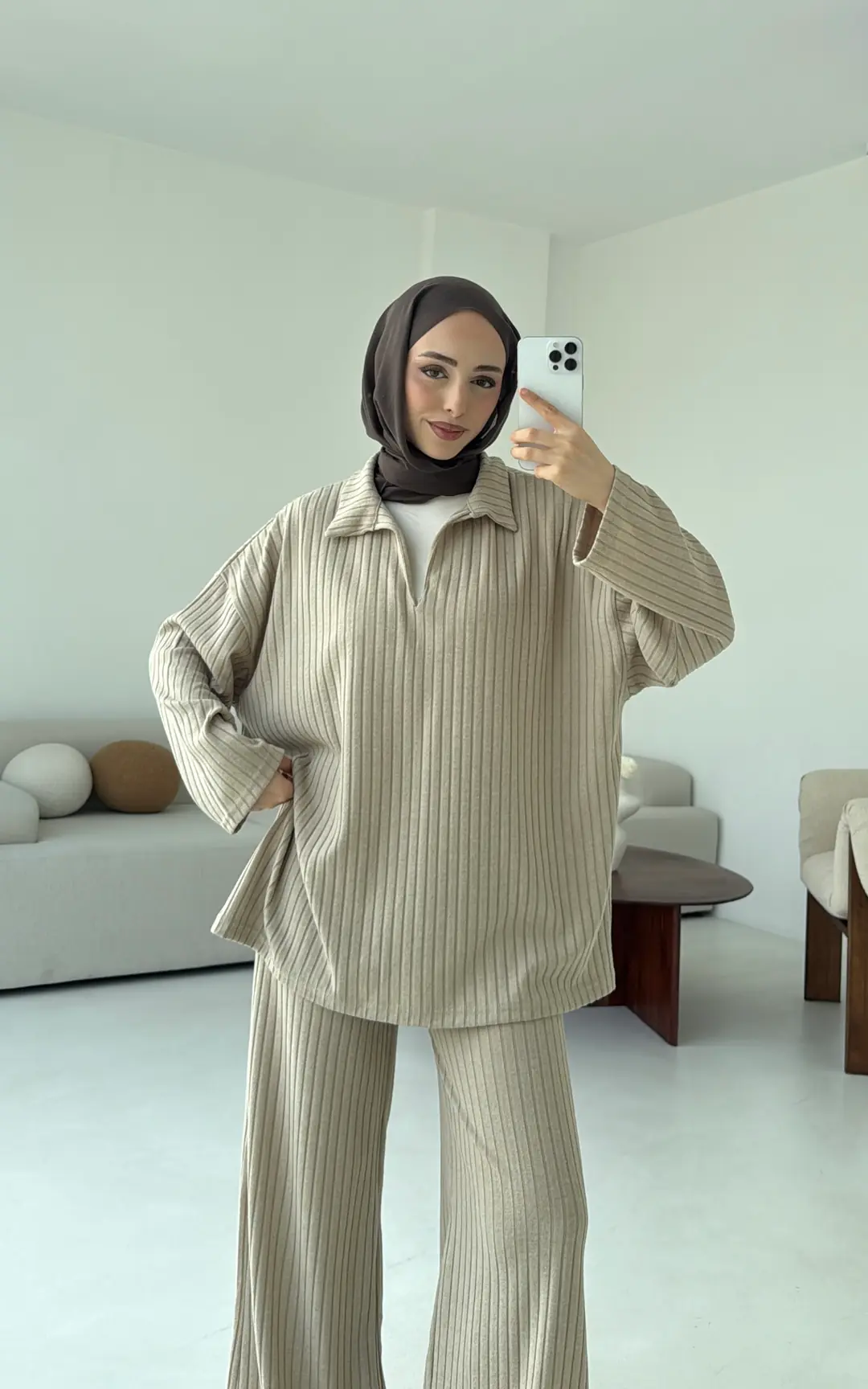 Kaskorse Bluz Pantolon Takım Bej