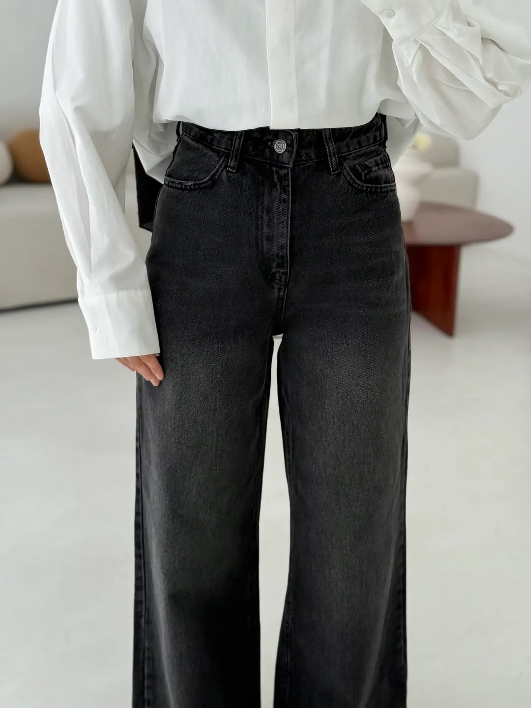 Wide Leg Yıkamalı AntarsitPantolon