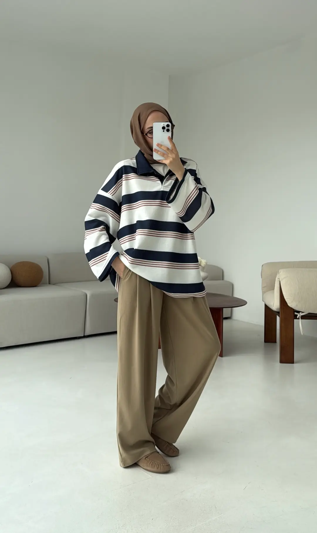 Fleece Polo Yaka Sweatshirt Lacivert
