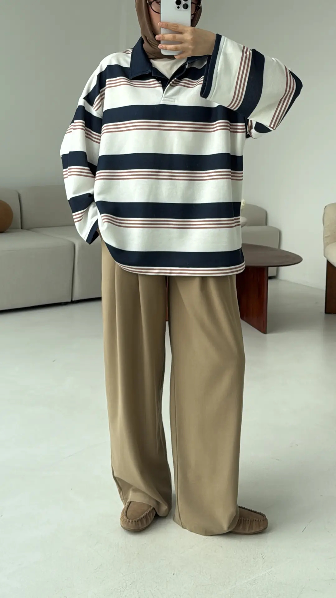 Fleece Polo Yaka Sweatshirt Lacivert