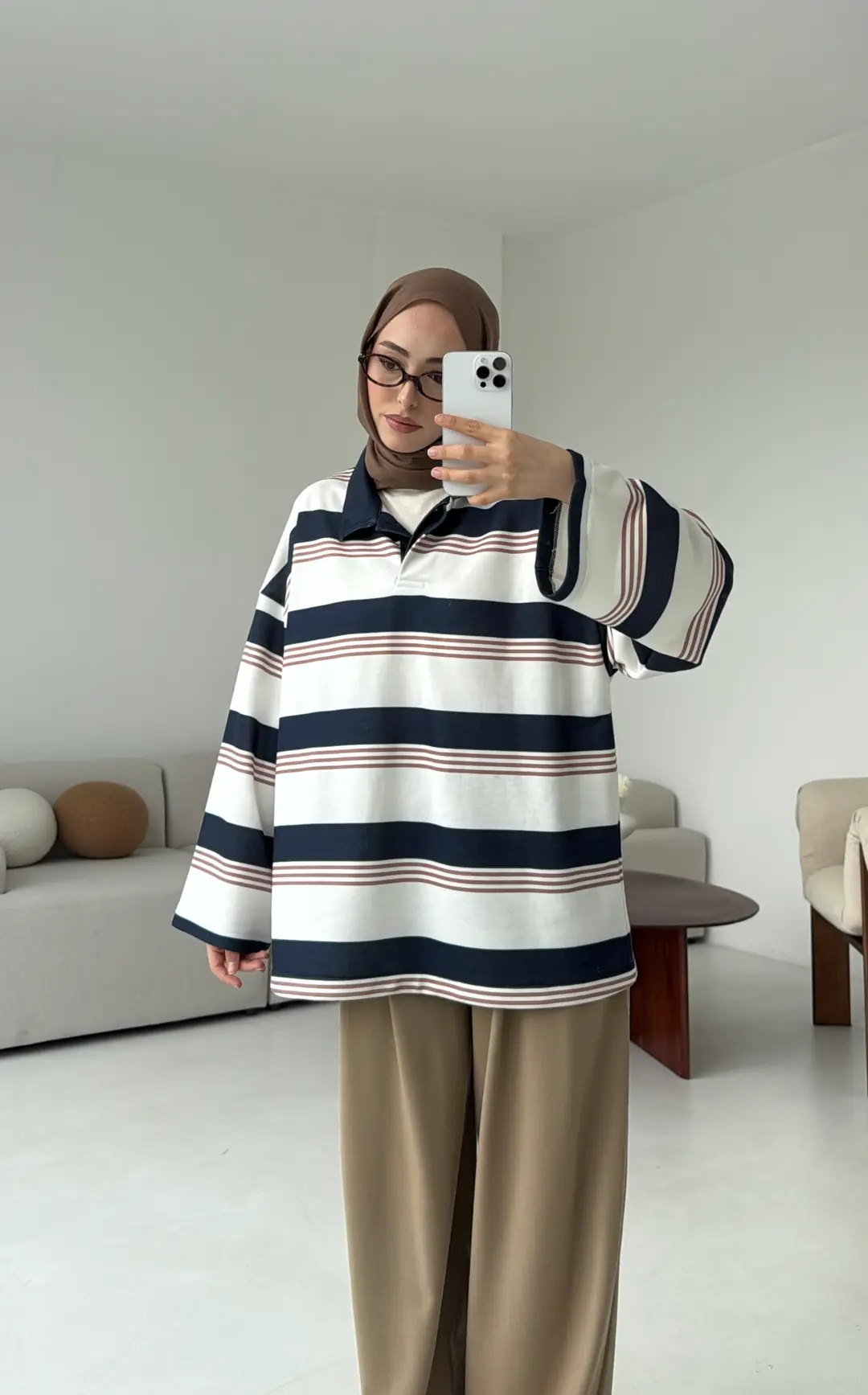 Fleece Polo Yaka Sweatshirt Lacivert