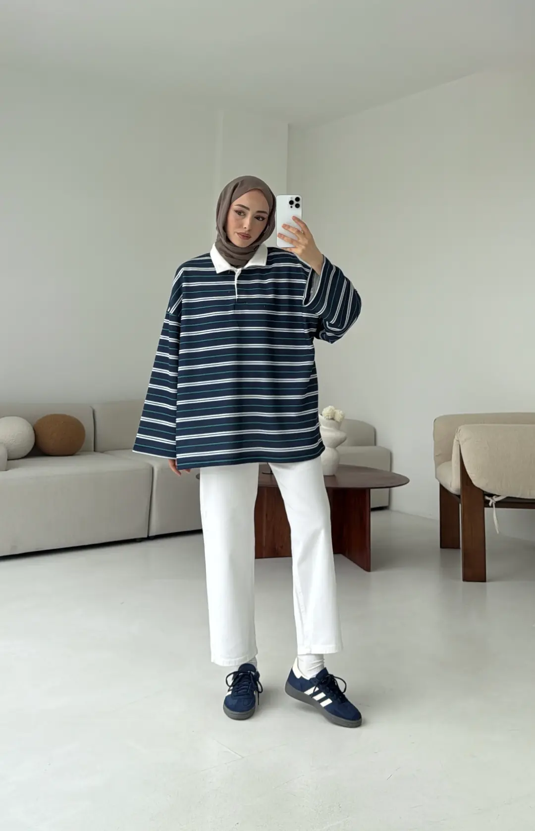 Fleece Polo Yaka Sweatshirt Yeşil