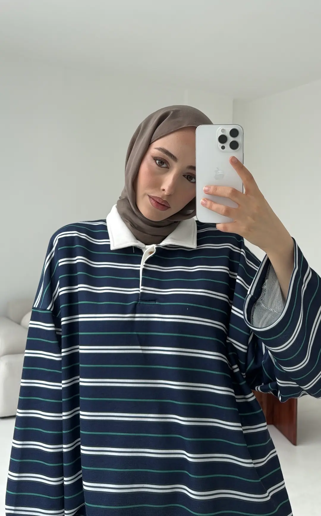 Fleece Polo Yaka Sweatshirt Yeşil