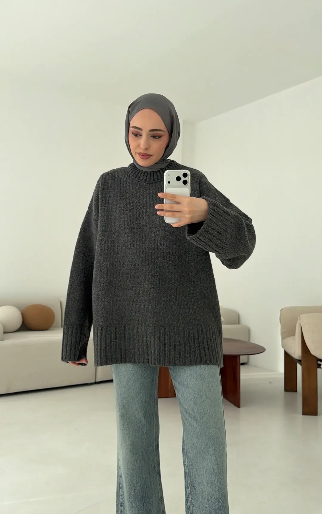 Oversize Soft Triko Kazak Antrasit