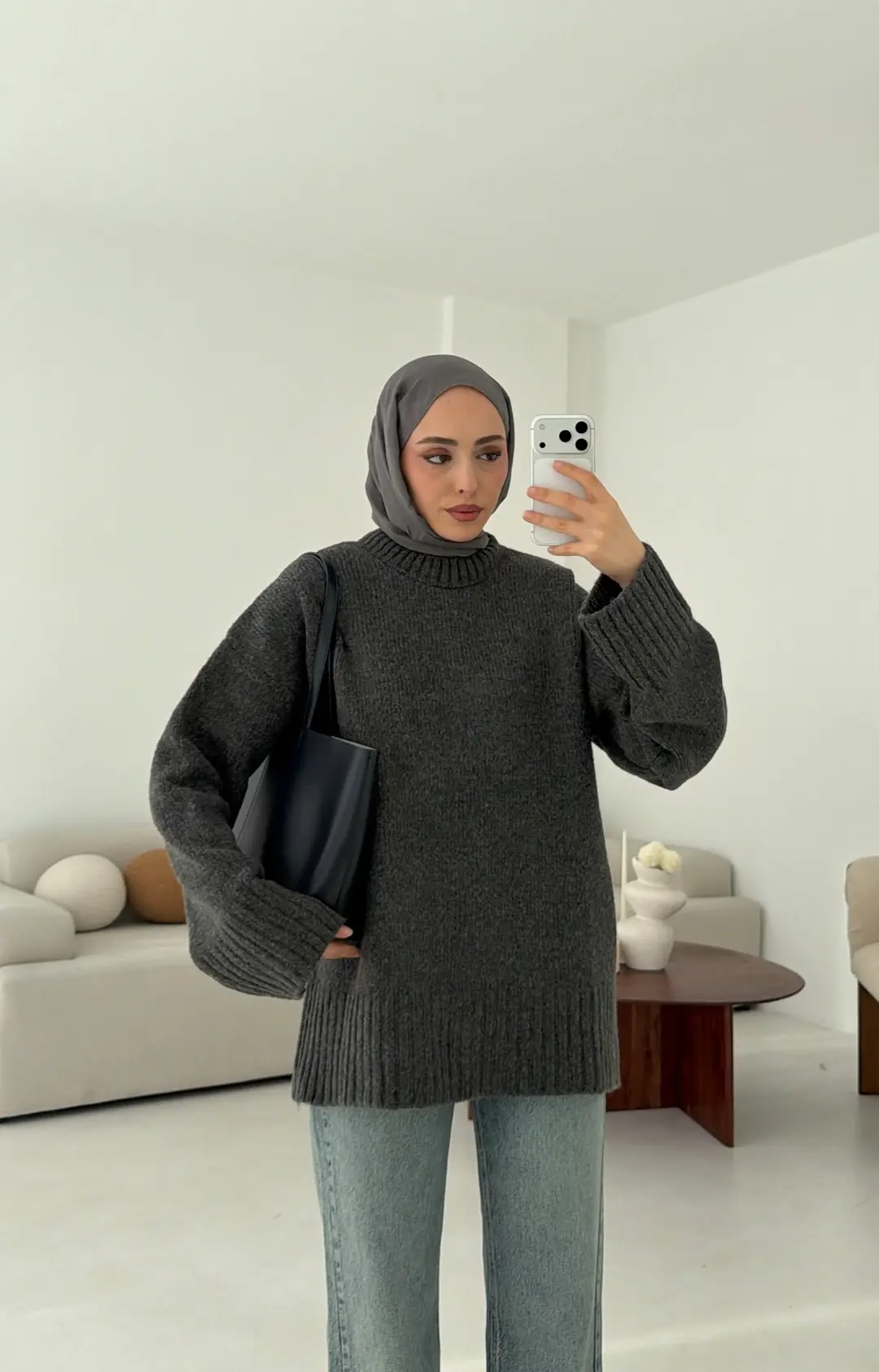 Oversize Soft Triko Kazak Antrasit